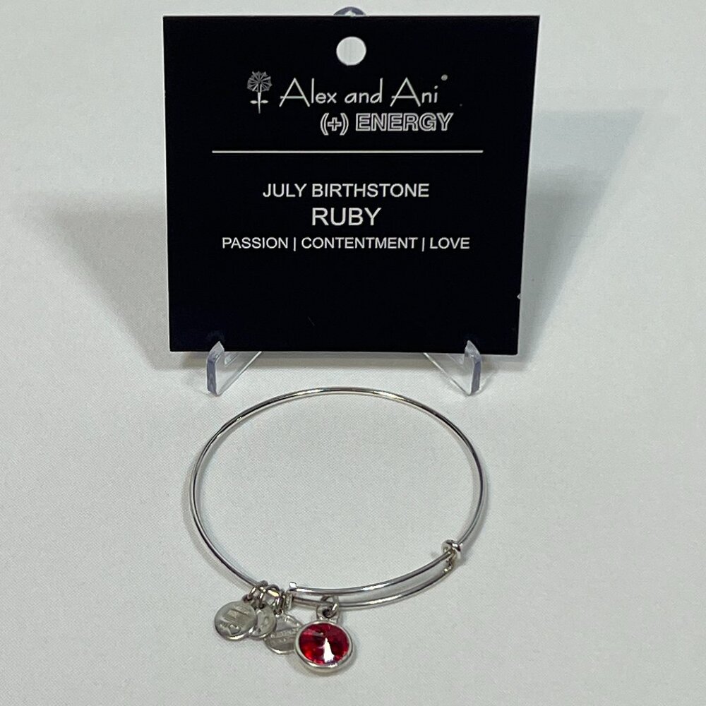 Alex and Ani Silver July Birthstone Ruby Bangle Bracelet